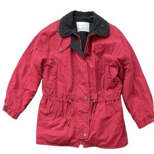 London Fog Jacket Womens Medium Red Rain Fall Winter Overcoat Limited Edition